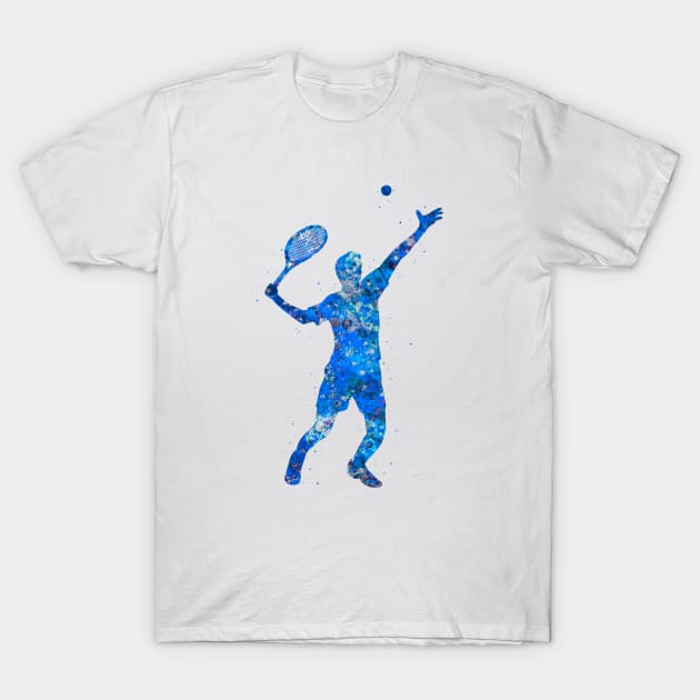 Tennis player blue art T-Shirt by Yahya Art